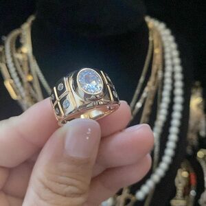 Unisex Zircon 18K Gold Plated Ring